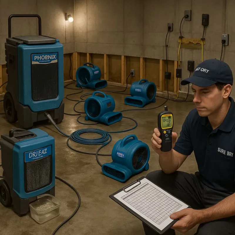 Structural Drying and Dehumidification process in Hazel Crest, IL